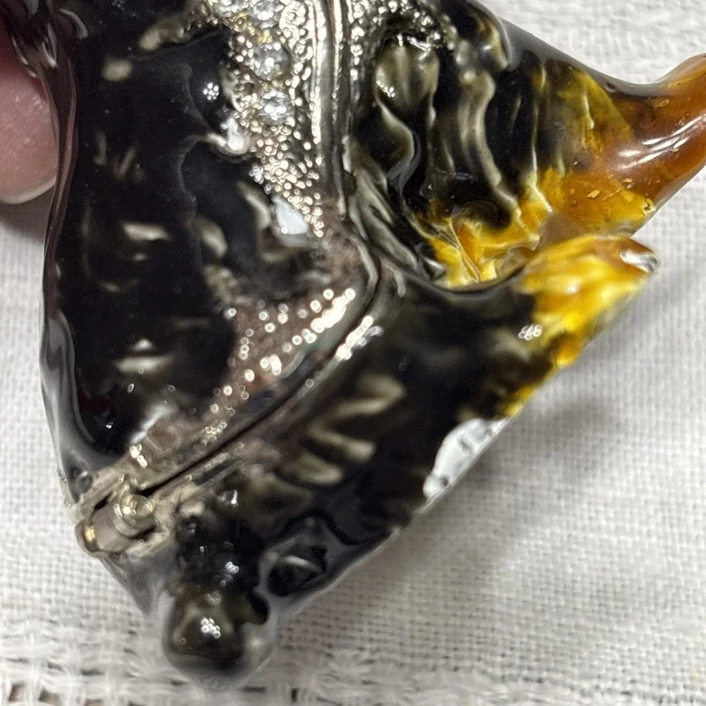 Enamel Black Terrier Dog Trinket Box With Austrian Crystals Rhinestones